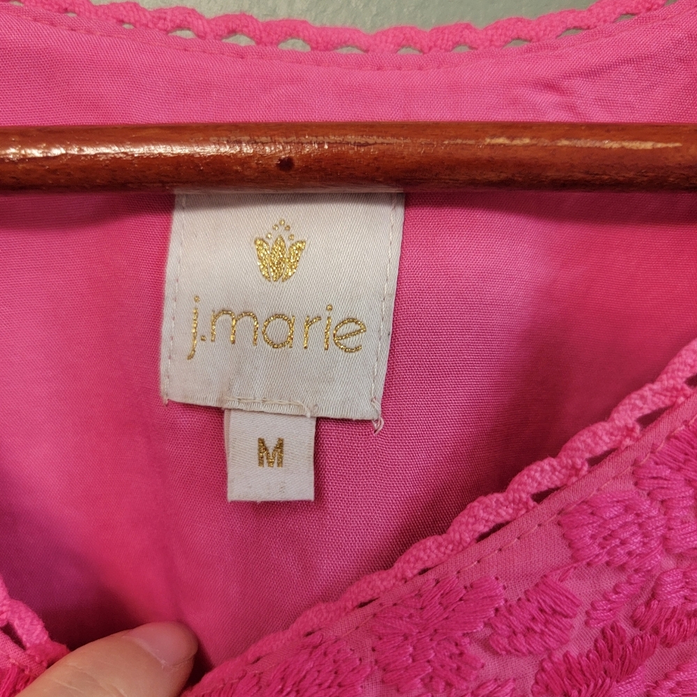 J. Marie Pink Embroidered Women's Peplum Top Womens Size MD New Farmhouse - Picture 2 of 11